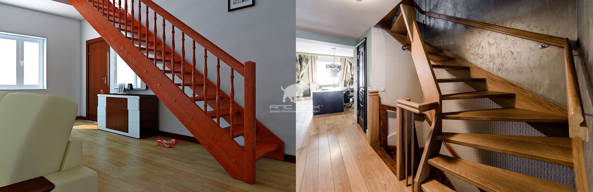 Деревянные лестницы в домах из клееного бруса