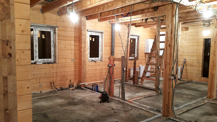 Теплый пол в доме из бруса